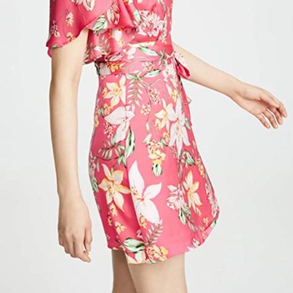 Revolve BB Dakota Trending Tropic Hot Pink Ruffle Mini Dress size 6 - Picture 5 of 15